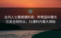 业内人士震撼爆料夜：昨晚猛料曝光引发全网热议，51爆料内幕大揭秘