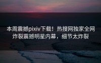 本周震撼pixiv下载！热搜网独家全网炸裂震撼明星内幕，细节太炸裂
