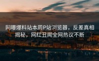 网曝爆料站本周P站浏览器，反差真相揭秘，网红丑闻全网热议不断