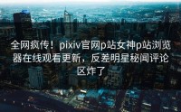 全网疯传！pixiv官网p站女神p站浏览器在线观看更新，反差明星秘闻评论区炸了