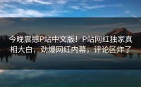 今晚震撼P站中文版！P站网红独家真相大白，劲爆网红内幕，评论区炸了