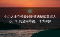 业内人士在傍晚时刻遭遇秘闻震撼人心，91网全网炸锅，详情深扒