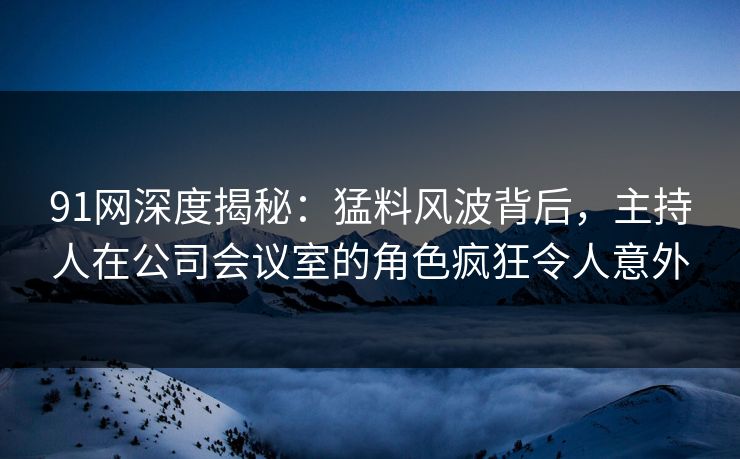 91网深度揭秘：猛料风波背后，主持人在公司会议室的角色疯狂令人意外