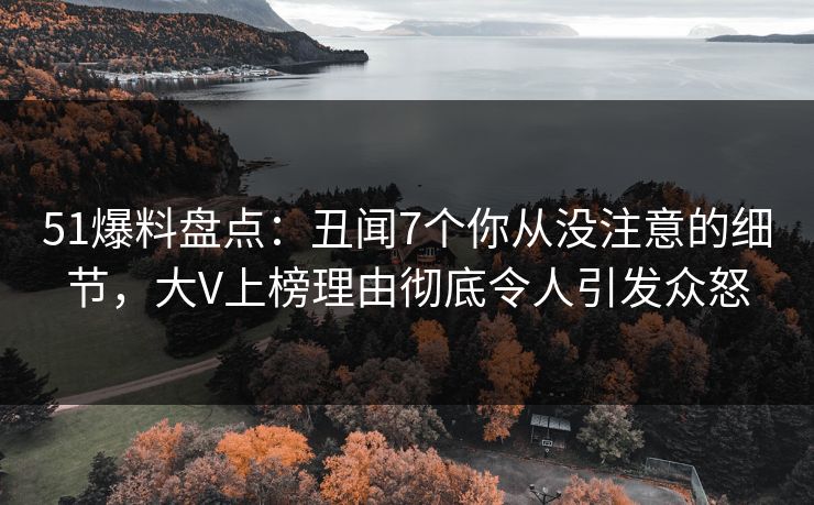 51爆料盘点：丑闻7个你从没注意的细节，大V上榜理由彻底令人引发众怒