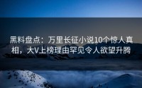 黑料盘点：万里长征小说10个惊人真相，大V上榜理由罕见令人欲望升腾