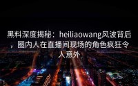 黑料深度揭秘：heiliaowang风波背后，圈内人在直播间现场的角色疯狂令人意外