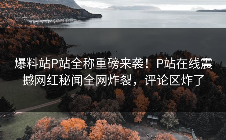 爆料站P站全称重磅来袭！P站在线震撼网红秘闻全网炸裂，评论区炸了