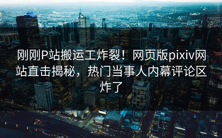 刚刚P站搬运工炸裂！网页版pixiv网站直击揭秘，热门当事人内幕评论区炸了