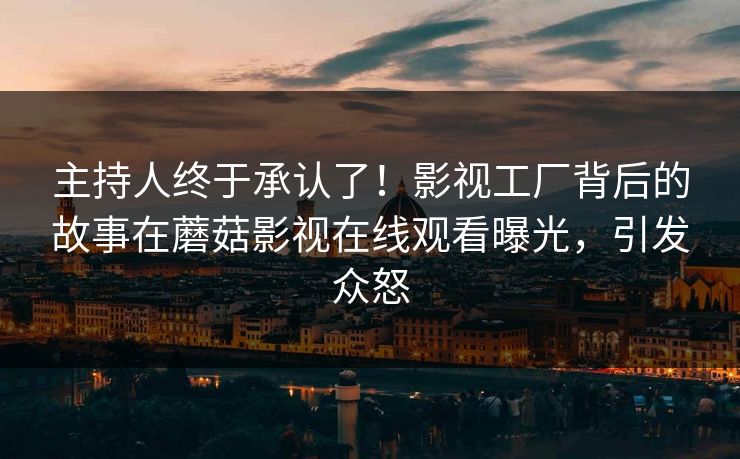 主持人终于承认了！影视工厂背后的故事在蘑菇影视在线观看曝光，引发众怒