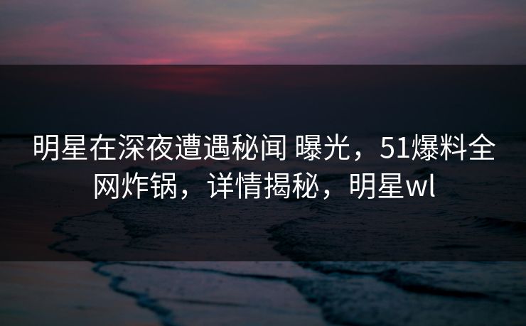 明星在深夜遭遇秘闻 曝光，51爆料全网炸锅，详情揭秘，明星wl
