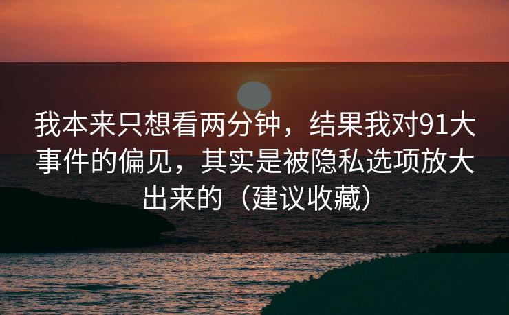 我本来只想看两分钟，结果我对91大事件的偏见，其实是被隐私选项放大出来的（建议收藏）