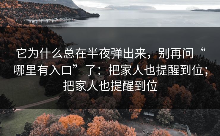它为什么总在半夜弹出来，别再问“哪里有入口”了：把家人也提醒到位；把家人也提醒到位